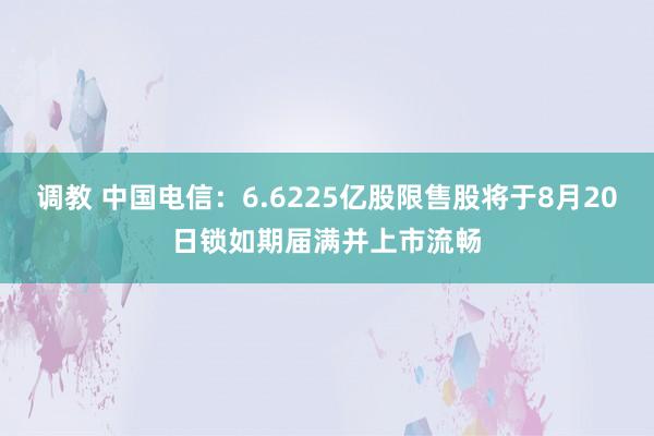 调教 中国电信：6.6225亿股限售股将于8月20日锁如期届满并上市流畅